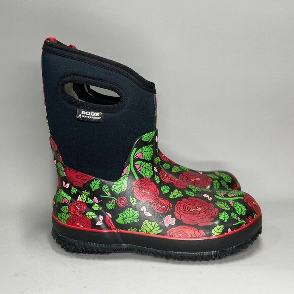 Bogs Classic II Boots Women's Size 7 Rose Print Waterproof Insulated Rain Boots - Picture 1 of 12